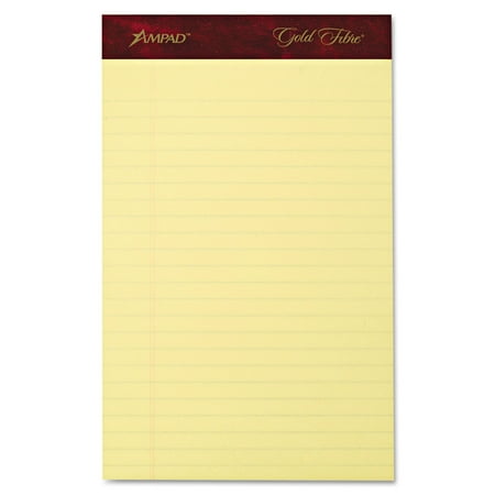 Ampad Legal Pad - Gold Fibre Writing Pads, Jr. Legal Rule, 5 x 8, Canary, 50 Sheets, 4/Pack
