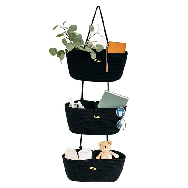 Rope over the Door Basket 3Tier Wall Hanging Basket for Storage over