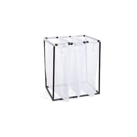 Bag Stand 2810 Triple Bronze Hamper With White Mesh Bags