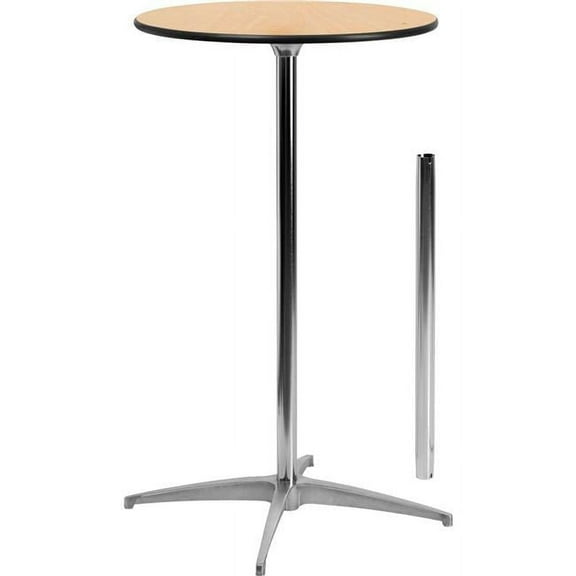 24 in. Flash Furniture Round Cocktail Table with 30 & 42 in. Leg Columns, Natural
