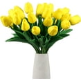 thumbnail image 1 of 50 Pcs Tulips Artificial Tulips Flowers PU Fake Tulips 13 Inch Faux Flowers Cemetery Flowers for Easter Spring Home Room Office Party Wedding Decoration Bouquet Centerpiece (Yellow), 1 of 14