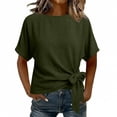 thumbnail image 6 of Ichuanyi Basic T Shirts for Women,Round Neck Short Sleeve Summer Shirts,Solid Loose Fit Tshirt, Plain Pullover Tops, Undershirts, 6 of 6