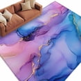 thumbnail image 3 of 5x7 Area Rugs, Blue Purple Ombre Non-Skid Rubber Backing Large Rectangle Rugs - Living Room Bedroom Home Office, Marble Modern Ink Painted Abstract Indoor Floor Mat Carpets Washable Rug, 3 of 9