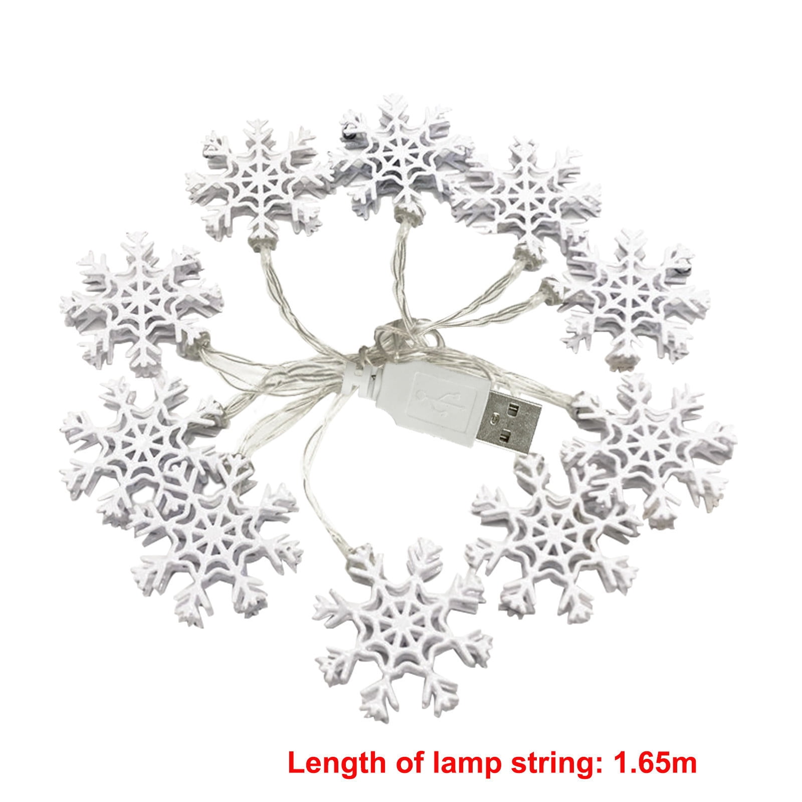 PATLOLLAV Christmas Snowflake String Lights Decoration, 1.65m 10LED USB  Operated Waterproof Fairy Lights Xmas Tree Decor Outdoor Indoor Home  Holiday Bedroom Garden (Warm White) - Walmart.com, image size:1600x1600
