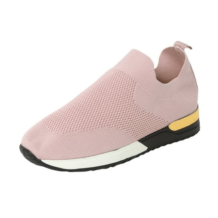 Yindaity Womens Slip On Shoes Ladies Flat Pumps Comfy Casual Loafers Trainers Sneakers Running Sneakers Women Pink 8.5