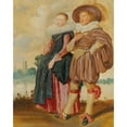 thumbnail image 3 of Dirck Hals 15x18 Black Modern Framed Museum Art Print Titled - An Elegant Couple Standing by a River, 3 of 5