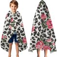 thumbnail image 3 of Pioneer Flower Floral Print Pattern Hooded Bath Towel，60"x35" for Ages 3 To 12 Kids, Quick Dry Lightweight Soft Microfiber Hood Beach Towel Cover Up for Kids, 3 of 7
