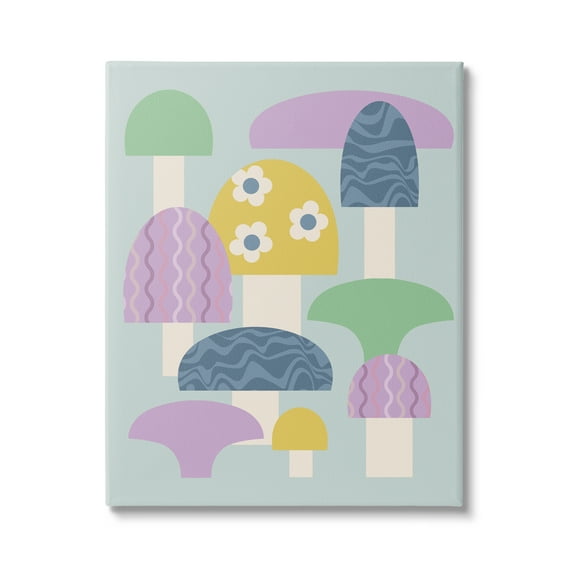 Stupell Industries Pastel Retro Mushrooms Botanical & Floral Painting Gallery Wrapped Canvas Art Print Wall Art, 16 x 20