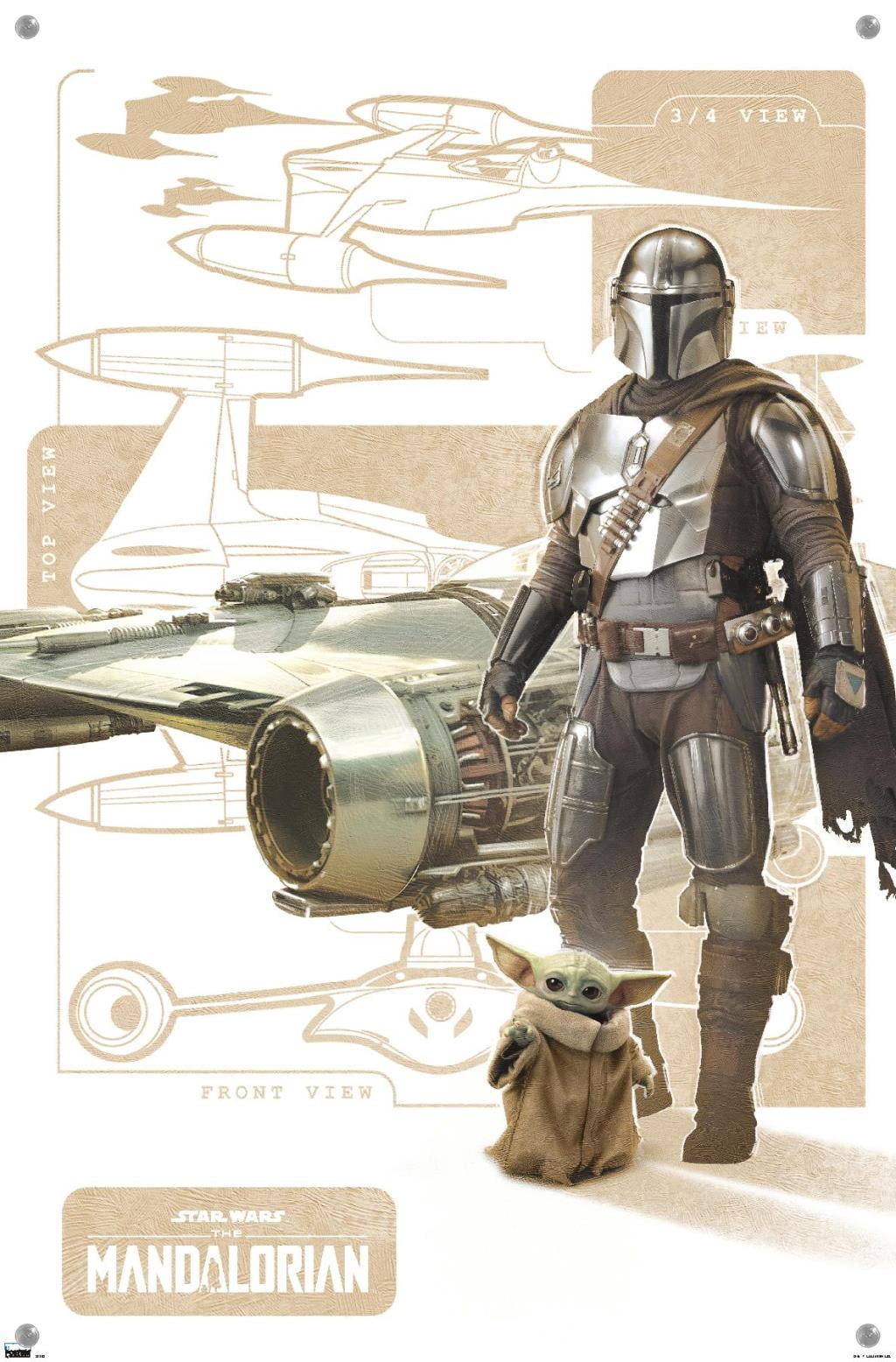 Star Wars: The Mandalorian Season 3 - N1 Starfighter Wall Poster with Push Pins, 14.725" x 22.375"