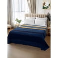 thumbnail image 2 of Blue Gold Wave Queen Size Flat Sheet, Wrinkleproof & Fadeproof Cooling Flat Bed Sheet Only, Summer Coastal Ocean Stripe Breathable Soft Bedding Top Sheets 90 x 102 Inches, 2 of 8