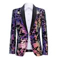thumbnail image 1 of PYJTRL Blazer à Sequins en Velours Coloré Violet pour Hommes (Violet, TTG), 1 of 4