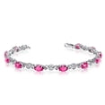 thumbnail image 1 of 14K White Gold Oval Pink Topaz and Diamond Bracelet, 1 of 2