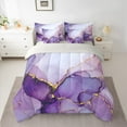 thumbnail image 2 of Manfei Purple Marble Twin Bedding Sets 7pcs, Abstract Watercolor Art Bedding Comforter Set, Marbling Stone Pattern Sheet Sets, Luxury Bedroom Decor, 2 of 8