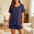 thumbnail image 4 of Naittoop Modal Soft Shorts Pajamas Sets for Women Cute Heart Print Summer Short Sleeve Sleepwear 2 Piece Lounge Sets, 4 of 5