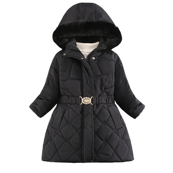 KAUOD Girls Fleece-Lined Parka Coats Winter Padded Quilted Puffer Outwear Teen Kids Windproof Warm down Jackets with Pockets