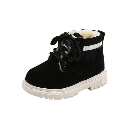 

jsaierl Toddler Shoes Boys Girls British Style Knitted Elasticated Fashion Laceing Non Slip Thicken Keep Warm Comfortable Boots