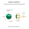 thumbnail image 6 of Rosec Jewels Round Shape Created Emerald Solitaire Stud Earrings in Bezel Setting, 14K Yellow Gold, 6 of 7