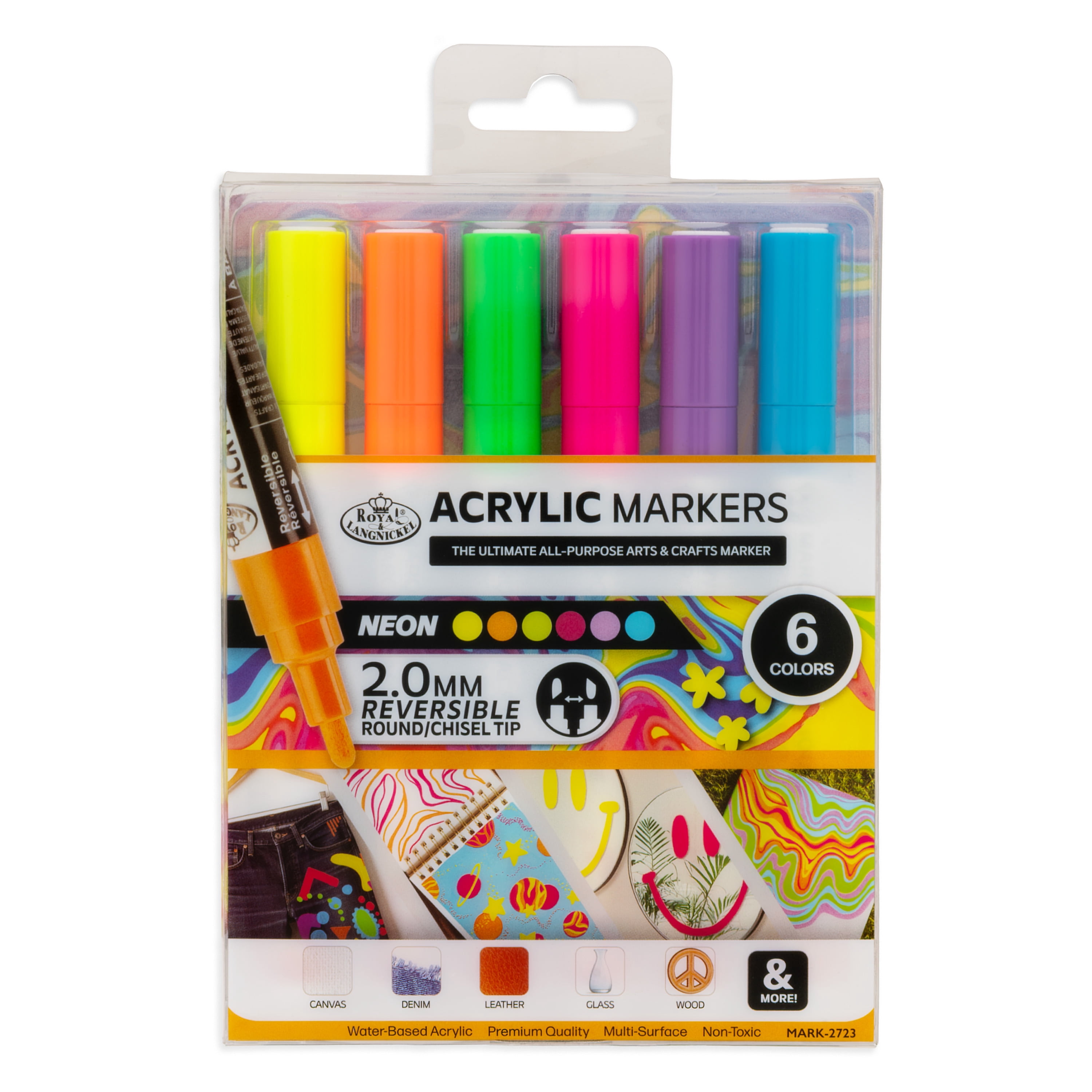 Royal & Langnickel 6 Piece Acrylic .7mm Rainbow Markers - Walmart.com