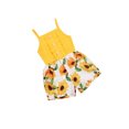 thumbnail image 3 of Xingqing Kids Girls Toddler Flower Jumpsuits Sleeveless Printed Buttoned Ruffles Short Pants Summer Clothes, 3 of 7