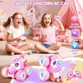 thumbnail image 5 of JUGAAD LIFE Unicorn Remote Control Cars for Girls, Pink RC Monster Truck Stunt Cars with LED Lights & Music, Birthday Gift Toys for Kids Boys 3 4 5 6 7 8 9 10 Years Old, 5 of 6