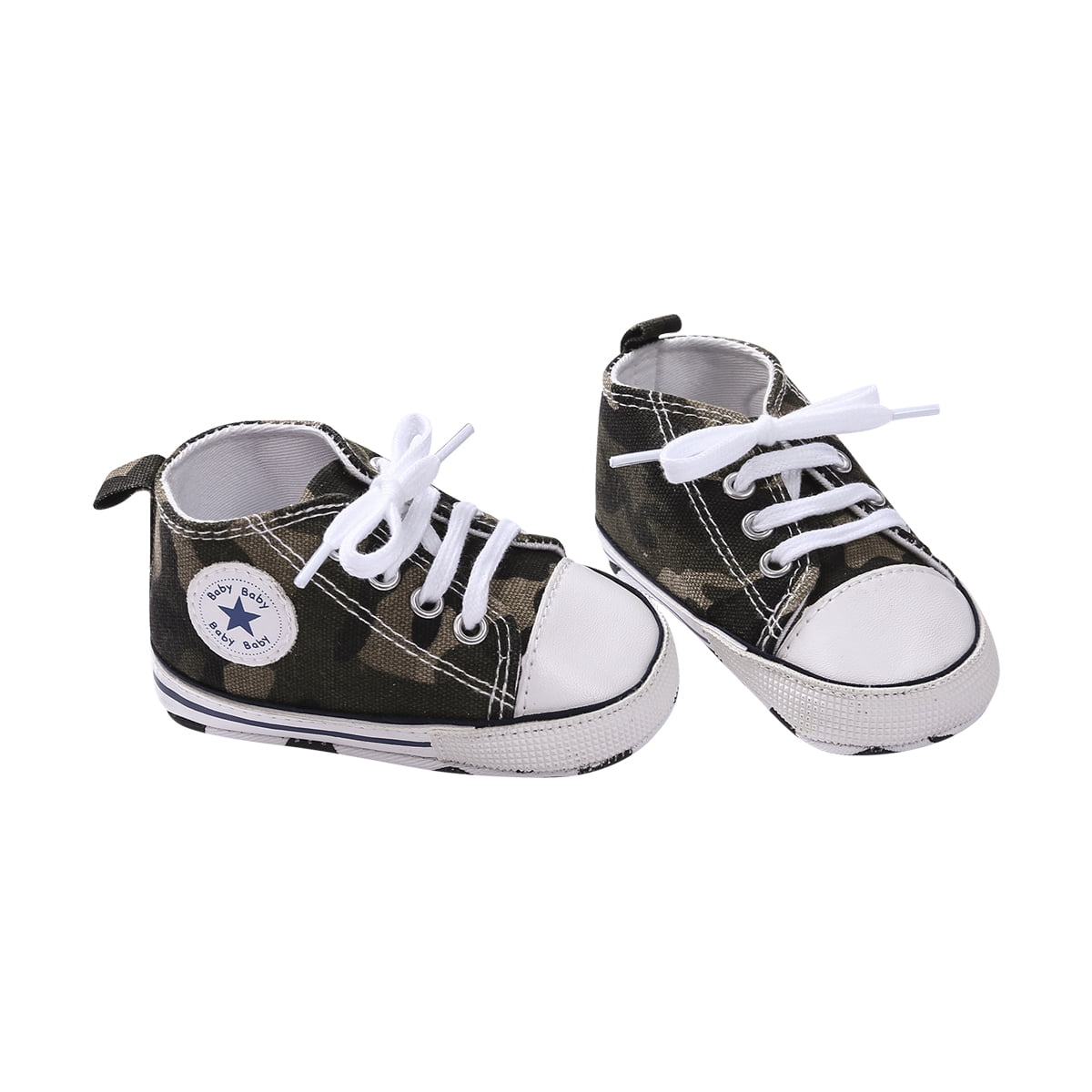 Honganda Cute Newborn Kids Canvas Sneakers Baby Boy Girl Soft Sole Crib Shoes Beige