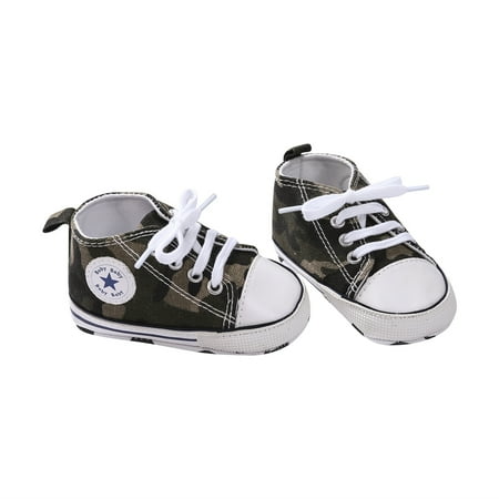 

Baby Canvas Prewalker Outdoor Shoelace Anti Skid Soft Bottom High Top Shoes