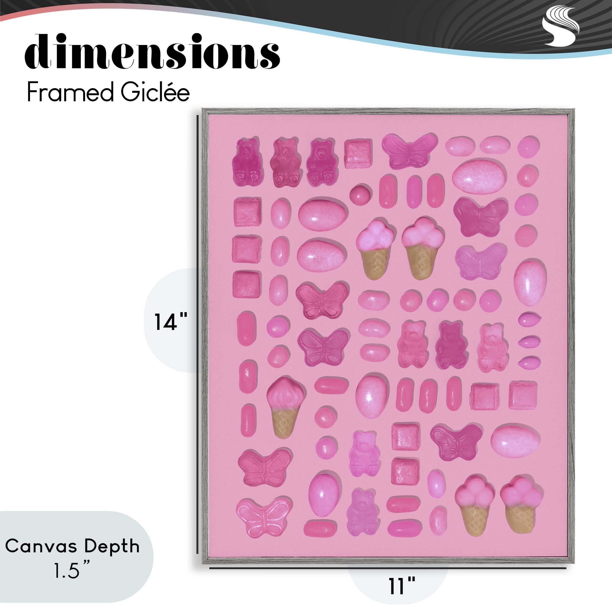 Stupell Industries Pink Toned Candies Gray Framed Giclee Art, design by LISH Creative