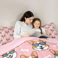 thumbnail image 4 of Feelyou Funny Dog Pug Bedding Comforter Set 7pcs for Kids, Cute Dalmatian Lover King Bedding Sets, Girly Pink Cartoon Reversible Bed Sheets, Lightweight Room Decor, 4 of 7