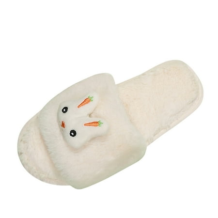 

Qufokar Womens Fall Boots Wide Calf Women Slippers Warm Ladies Fashion Solid Color Cartoon Plush Casual Open Toe Comfortable Flat Cotton Slippers