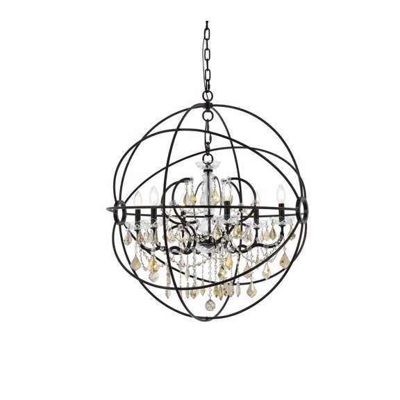 1130 Geneva Collection Pendent lamp D:32" H:34.5" Lt: Dark Bronze Finish (Royal Cut Golden Teak Crystals)