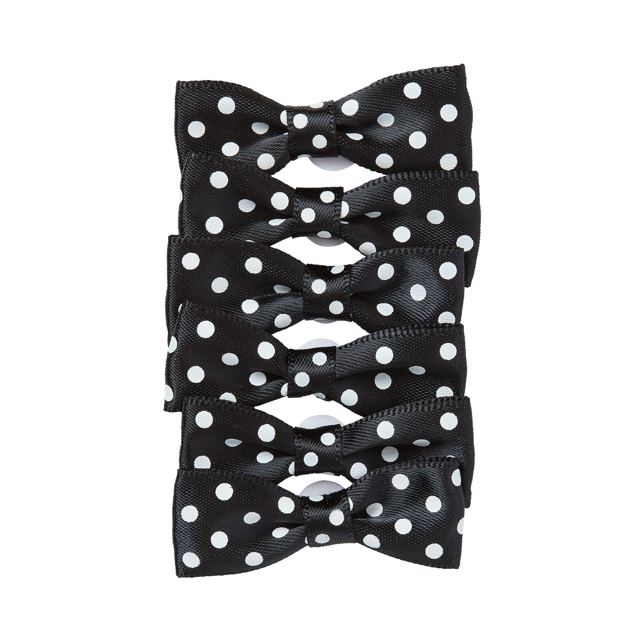 Offray Black Tuxedo Satin Ribbon Bow Accessory for Wedding, Hair Clips, and Scrapbooking, 6 Pieces, 1 Package