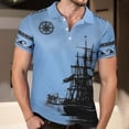 thumbnail image 2 of Adult Men's Polo Shirts Short Sleeve Button Tees Shirt Loose Fit Blue Mens Outfits, 2 of 9
