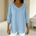 thumbnail image 2 of uublik Womens Tops Cute Dressy Casual Clothing Split Hem Long Sleeve Shirts Tunic Tops for Fall Winter Daily Wear, 2 of 5