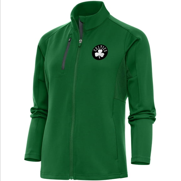 Women's Antigua Kelly Green Boston Celtics Brushed Metallic Generation Full-Zip Jacket