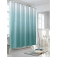thumbnail image 3 of Turquoise Ombre Standard Shower Curtain Set, Waterproof Shower Curtains for Bathroom, Teal White Gradient Modern Abstract Art Washable Fabric Cloth Bath Curtain for Bathtub with Hooks 72x72 Inches, 3 of 6
