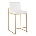 thumbnail image 2 of Fuji Contemporary High Back Counter Stool In Gold Steel And White Velvet - Set Of 2, 2 of 7