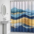 thumbnail image 6 of Abstract Ocean Waves Bathroom Shower Curtain, Gradient Teal Gold Mountain Art Waterproof Washable Soft Bath Curtain for Bathtub Decor with 12 Hooks&Grommet, 66x72 Inch, 6 of 9