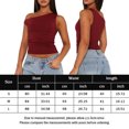 thumbnail image 3 of Camiseta sin mangas corta para mujer Color sólido asimétrico estilo sexy Slim Fit para club nocturno, 3 of 7
