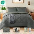 thumbnail image 2 of Sonoro Kate Queen Comforter Set Dark Gray, Bed in a Bag 7 Pieces, Luxury Soft All-Season Bedding Set with Down Alternative Comforter, 1 Flat & 1 Fitted Sheets, 2 Pillowcases & 2 Shams, 2 of 8