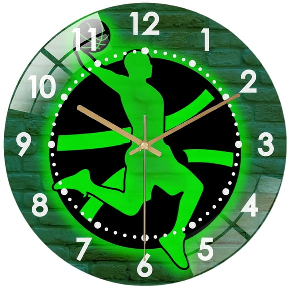 Decorative Clocks: Basketball Glass Wall Clock , Teen Boy Room Decor Wall Clock for Home Decor, Christmas Gift for Bedroom, Game Room, Man Cave, Party Decor Style 12×12inch(30×30cm)