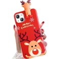 thumbnail image 2 of for iPhone 15 Plus/iPhone 14 Plus Christmas Case, Merry Christmas Xmas 3D Doll Cute Snowman Santa/Elk Antlers Deer Soft TPU Women Girls Protective Case for iPhone 15 Plus/14 Plus 6.7" (Green), 2 of 4