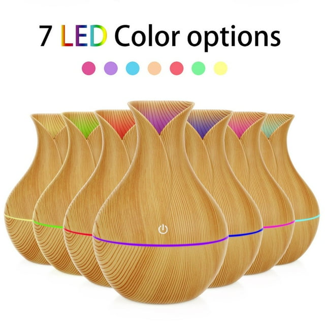 Electric Humidifier Aroma Oil Diffuser Ultrasonic Wood Grain Air Humidifier USB Mini Mist Maker LED Light for Home Office