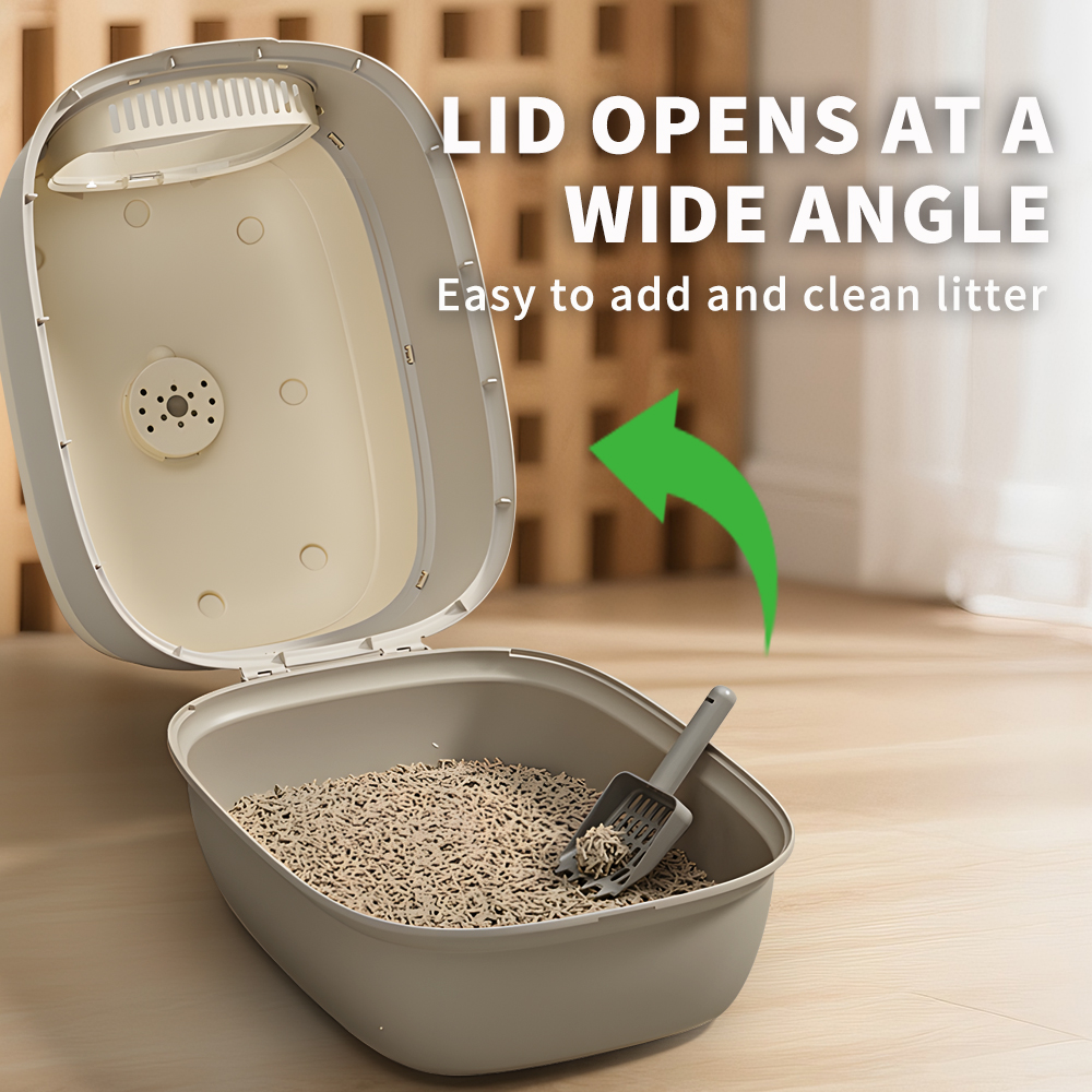 Fully Enclosed Cat Litter Box with Flip-Top Lid, Large Anti-Scatter Design, Odor Control, Spacious Toilet for Cats