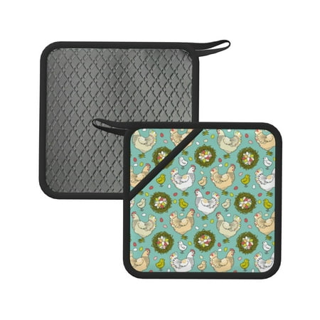 

Matuu Chicken Laying Eggs for Square Silicone Anti-hot Pad for Kitchen Potholders Hot Dishers Spoon Holder