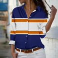 thumbnail image 2 of Spring Womens Clothes 2025!DianGeFu Womens Tops Long Sleeve Plus Size 2025 Fashion Casual,Women's Long Sleeved Regular Casual Orange Series Printed Lapel Button Up Shirt,Blue,L, 2 of 4