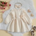 thumbnail image 4 of Douhoow Toddler Girl Winter Dress Long Sleeve Solid Ruffles Long Sleeve A-Line Dress 0-4Y, 4 of 9