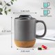 thumbnail image 2 of Taza de café de cerámica de 12 oz, taza de viaje para café, taza de té con corcho aislante y tapa a prueba de salpicaduras, tazas de café grandes con asa para hombres y mujeres (mate), 2 of 5