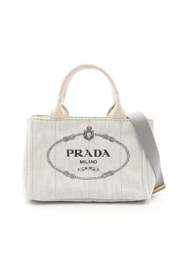 Pre-Owned Prada Canapa Tote Bag, Handbag, Denim, Women's, Gray, 1BG439