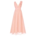 thumbnail image 3 of YONGHS Kids Elegant 3D Swirling Applique Ruched Chiffon Dress Flower Girls Wedding Formal Gowns Pink 10, 3 of 7