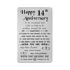 Tanwih Happy 14th Wedding Anniversary Gifts for Husband, 14 Anniversary Card, Metal Wallet Insert